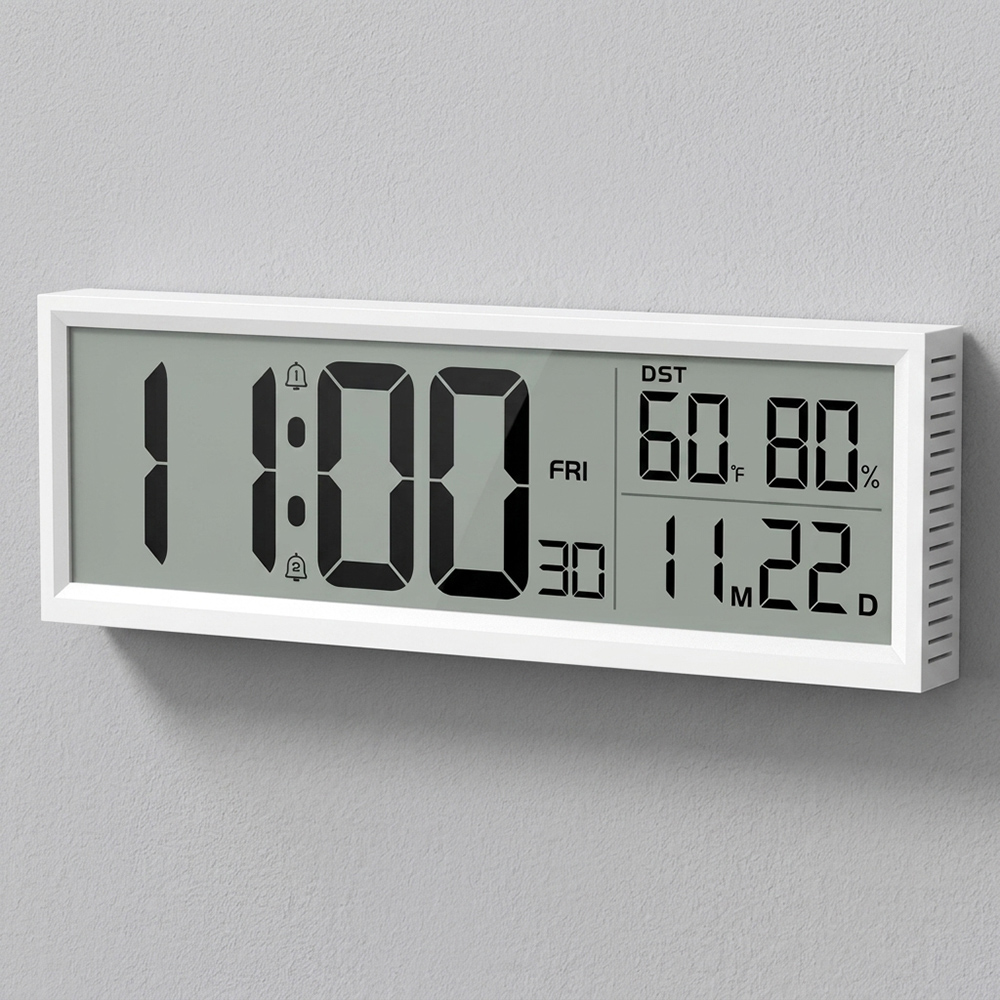 Weather Station Indoor - นาฬิกาปลุกดิจิตอลพร้อมอุณหภูมิ ความชื้น วันที่ วันในสัปดาห์ นาฬิกาตั้งโต๊ะ/แขวนผนัง สำหรับห้องนอน