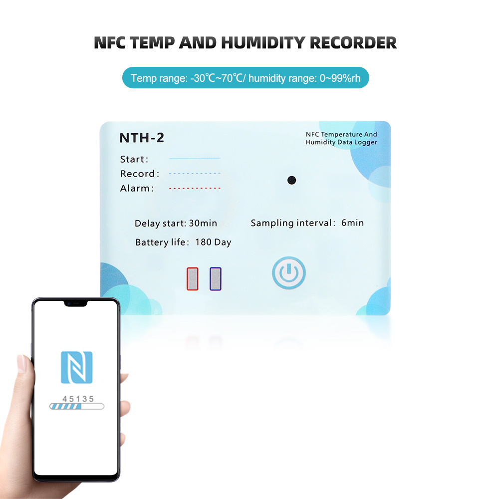 Weather Station Indoor - ที่บันทึกอุณหภูมิแบบเหนี่ยวนำ NFC เครื่องบันทึกความชื้นและอุณหภูมิสถานีสภาพอากาศในร่มกลางแจ้ง NTH-2/NT-2