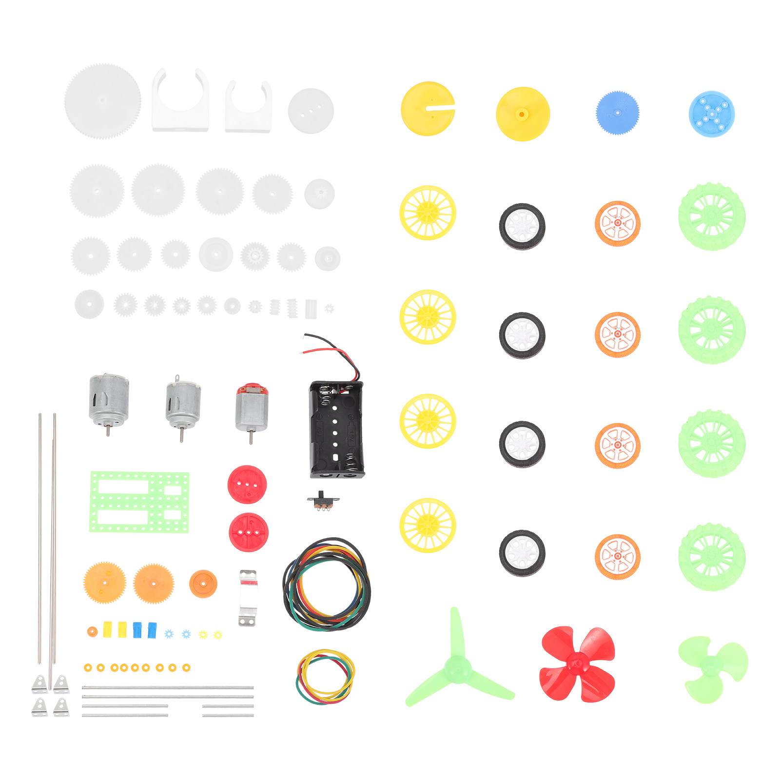 Science Kit - ชุดอุปกรณ์เสริมมอเตอร์ 112 ชิ้น ประกอบด้วยเฟืองและล้อพลาสติก ชิ้นส่วนเครื่องยนต์ขนาดเล็ก สำหรับโครงการวิทยาศาสตร์