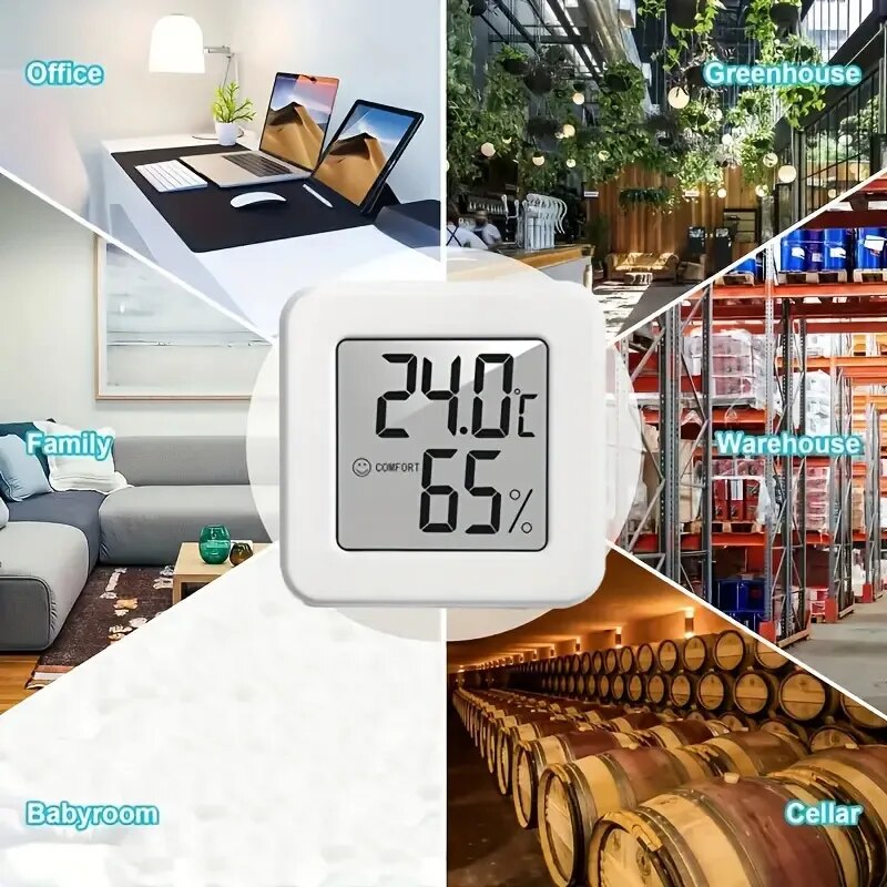 Weather Station Indoor - เครื่องวัดอุณหภูมิและความชื้นแบบดิจิตอล เครื่องวัดอุณหภูมิในอาคาร เครื่องวัดอุณหภูมิขนาดเล็ก จอ LCD สถานีตรวจอากาศขนาดเล็ก