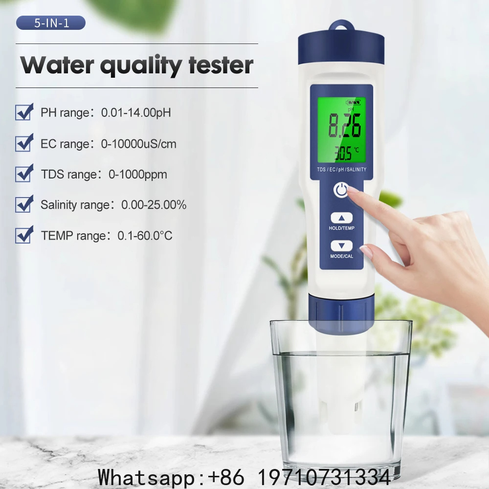 Water Testing Kit - เครื่องวัดค่า PH แบบดิจิตอล 5 ใน 1