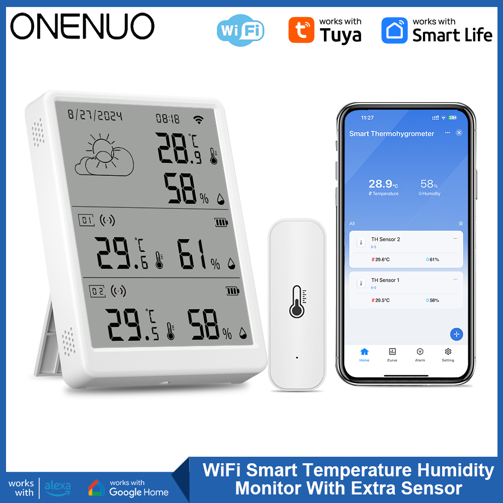 Weather Station Indoor - Tuya WiFi Weather Station เซ็นเซอร์อุณหภูมิสมาร์ท Thermohygrometer