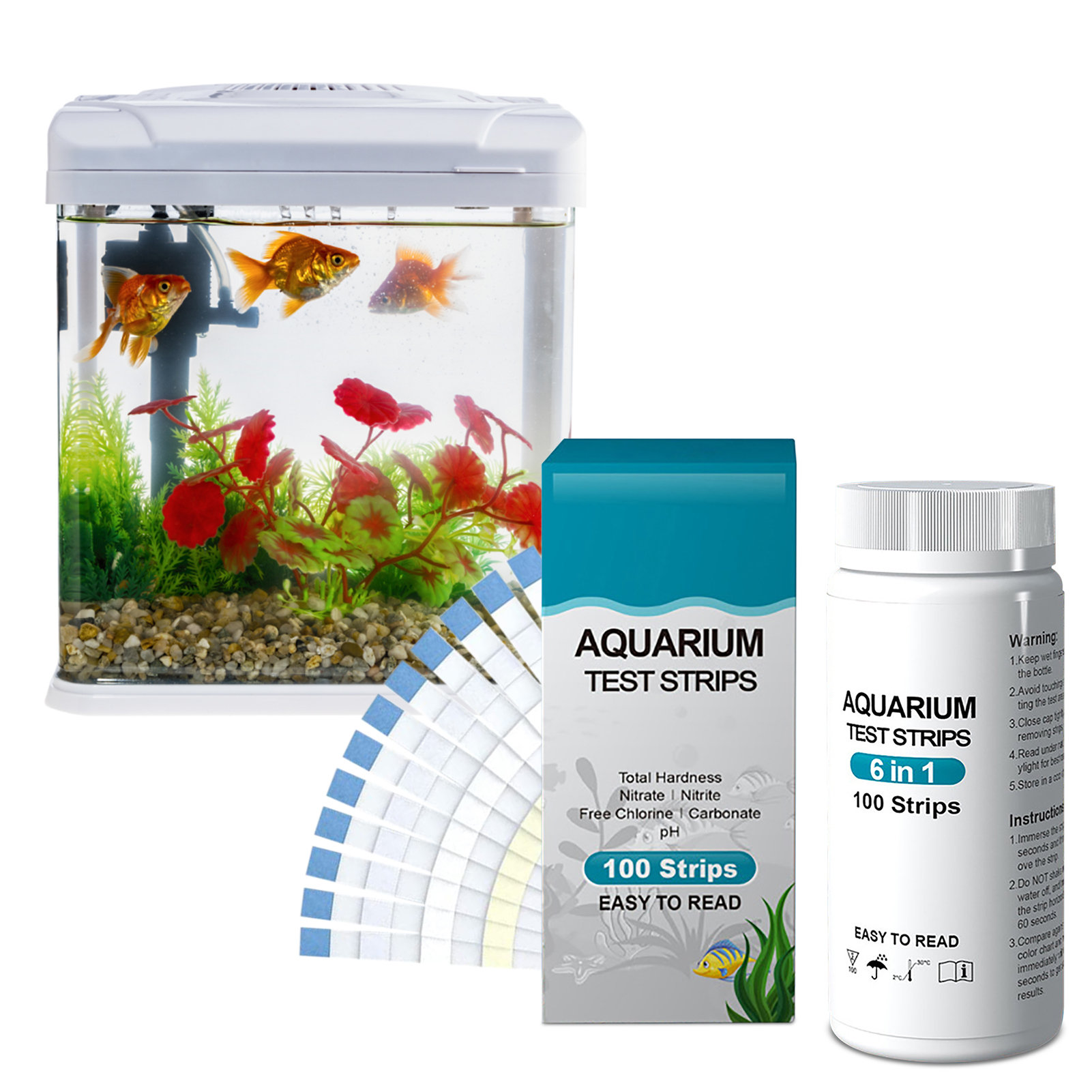 Water Testing Kit - 100pcs 6-in-1 แถบทดสอบคุณภาพน้ําชุด PH Nitrate Nitrite