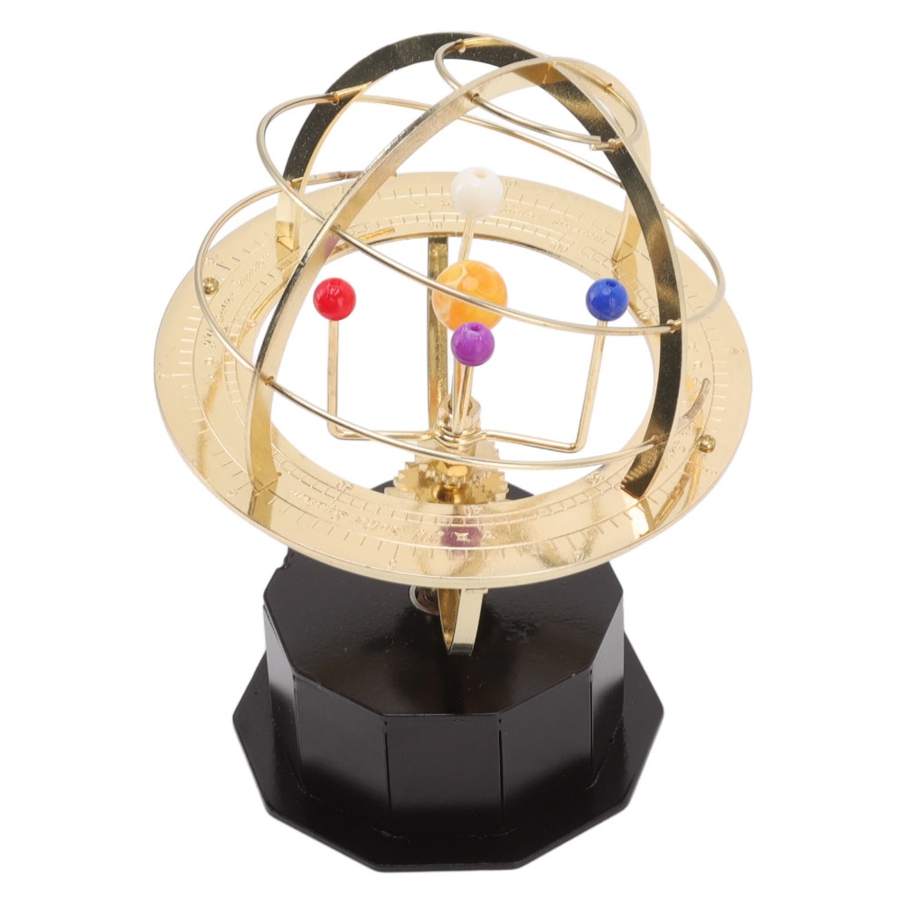 Solar System Orrery - โมเดลระบบสุริยะโลหะสีทอง ขนาด 11x16 ซม. แบบหมุนได้ โมเดลระบบสุริยะเคลือบไฟฟ้า