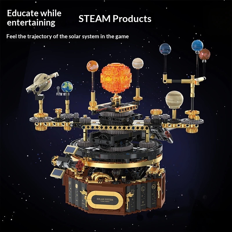 Solar System Orrery - ชุดตัวต่อระบบพลังงานแสงอาทิตย์ไฟฟ้า Tuomu T2004 ของเล่นเสริมทักษะ STEM เข้ากันได้กับเลโก้