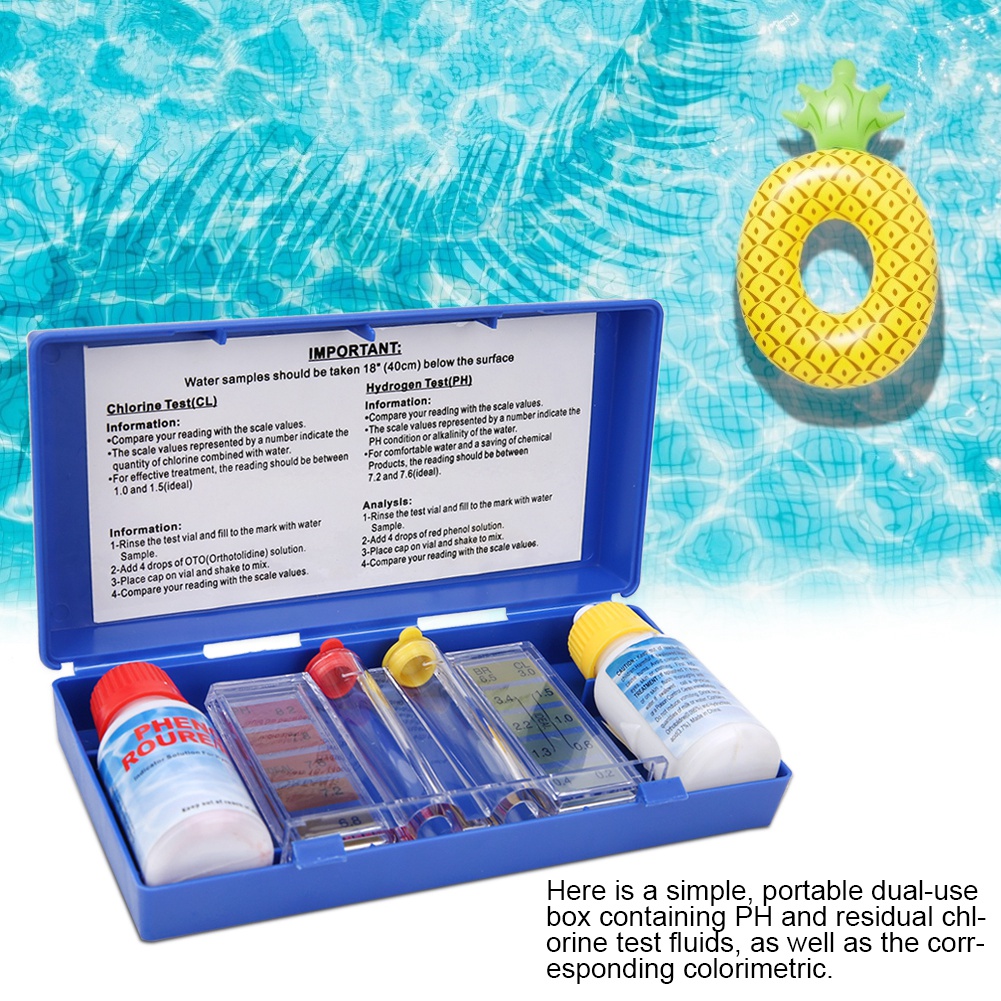 Water Testing Kit - ชุดทดสอบคุณภาพน้ำคลอรีน PH สำหรับสระว่ายน้ำ กล่องทดสอบน้ำ