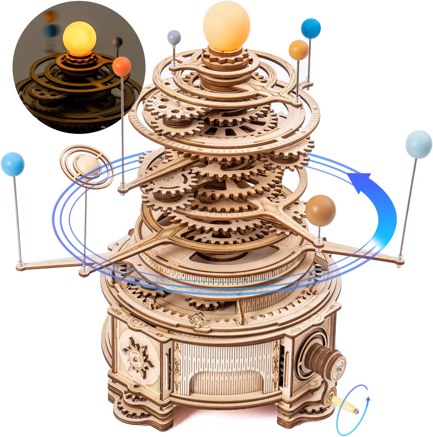 Solar System Orrery - ROKR ของเล่นปริศนาไม้ 3 มิติ - ชุดประกอบโมเดลระบบสุริยะแบบกลไก