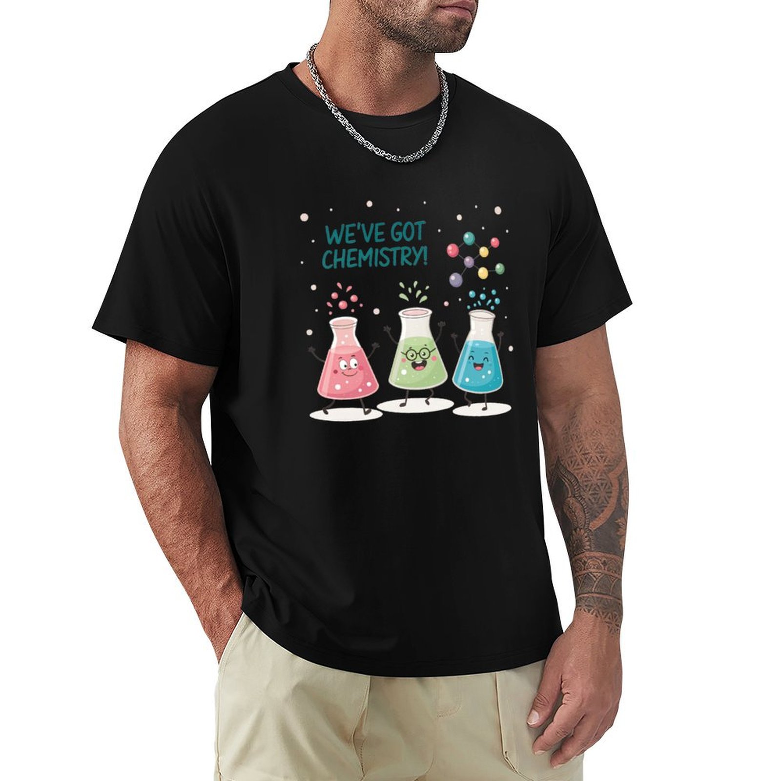 Science Buddy - เสื้อยืดลายพิมพ์สไตล์โมเดิร์น Science Beaker Buddies