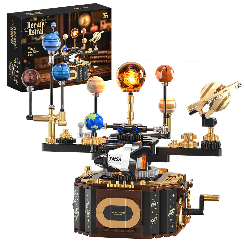 Solar System Orrery - ชุดตัวต่อระบบสุริยะแบบเทคนิคอล โมเดลโลกจำลองพร้อมไฟ ของเล่นวิทยาศาสตร์เพื่อการศึกษา ของขวัญสำหรับผู้ใหญ่