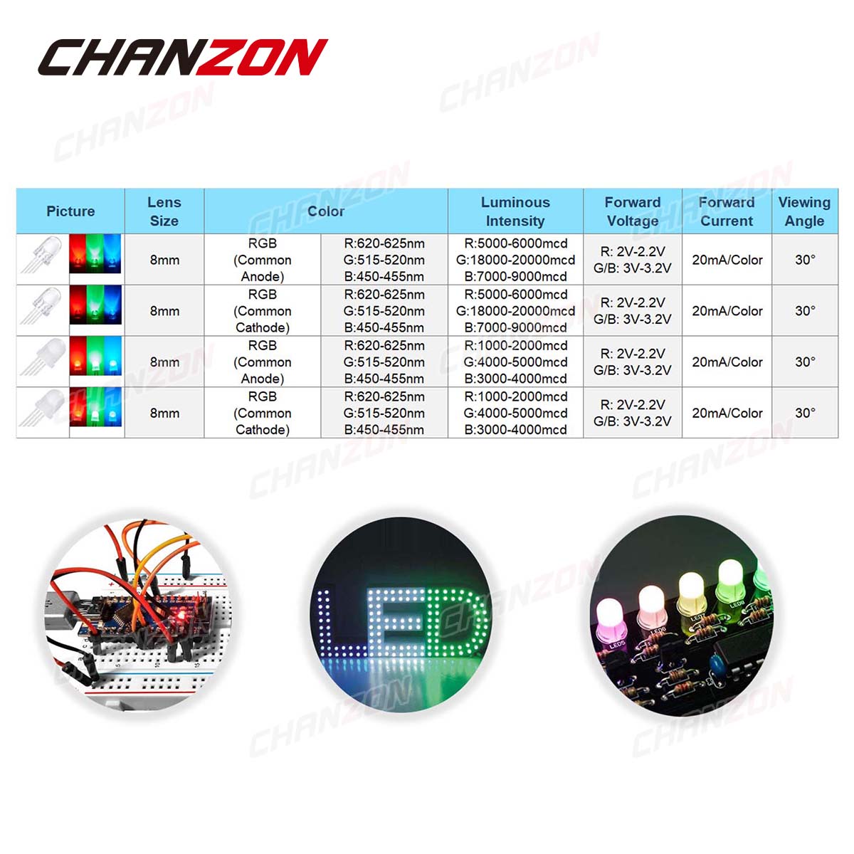 50 ชิ้น 8 มิลลิเมตร RGB LED Em - Hobby Is Science บทวิจารณ์และราคา