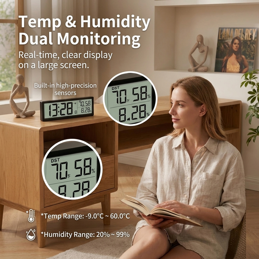 นาฬิกาปลุกดิจิตอลพร้อมอุณหภูมิ - Weather Station Indoor บทวิจารณ์และราคา