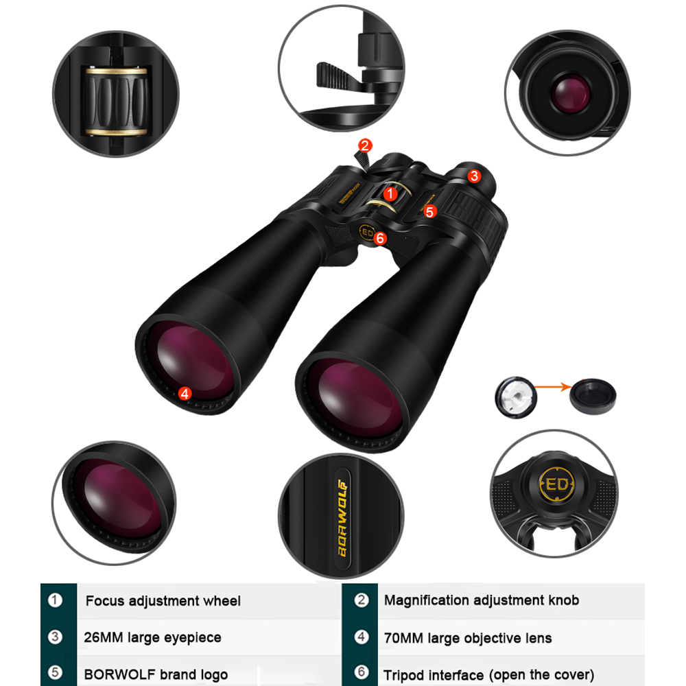 BORWOLF 25-75X70 ED กําลังขยาย - National Geographic Telescope 70Mm บทวิจารณ์และราคา
